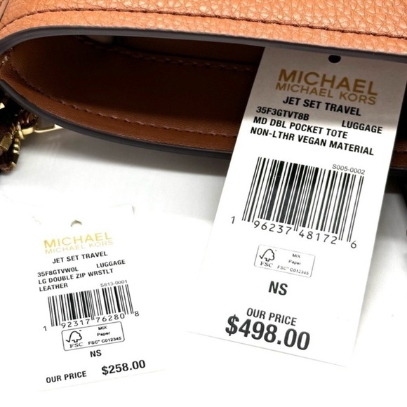 Michael Kors Jet Set Medium Pocket Tote Bag & Large Double Zip Wallet Luggage - Picture 16 of 16